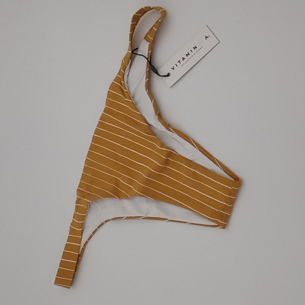 Vitamin A Dorada Stripe Carmen Brazilian Bikini Bottom Marigold